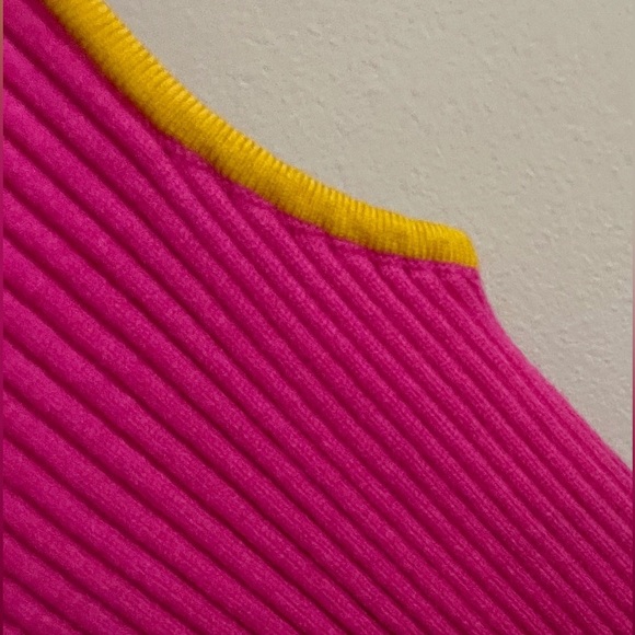 Commense Funnel Neck Pink Ribbed Knit Sweater Midi Dress Chic Casual Fall - Picture 5 of 6